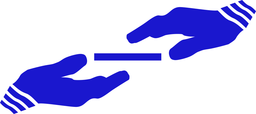 Long Dash logo, two hands sharing a paddle